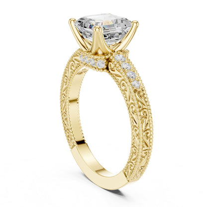 Asscher Vintage Lab Grown Diamond Engagement Ring
