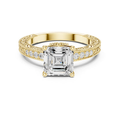 Asscher Vintage Lab Grown Diamond Engagement Ring