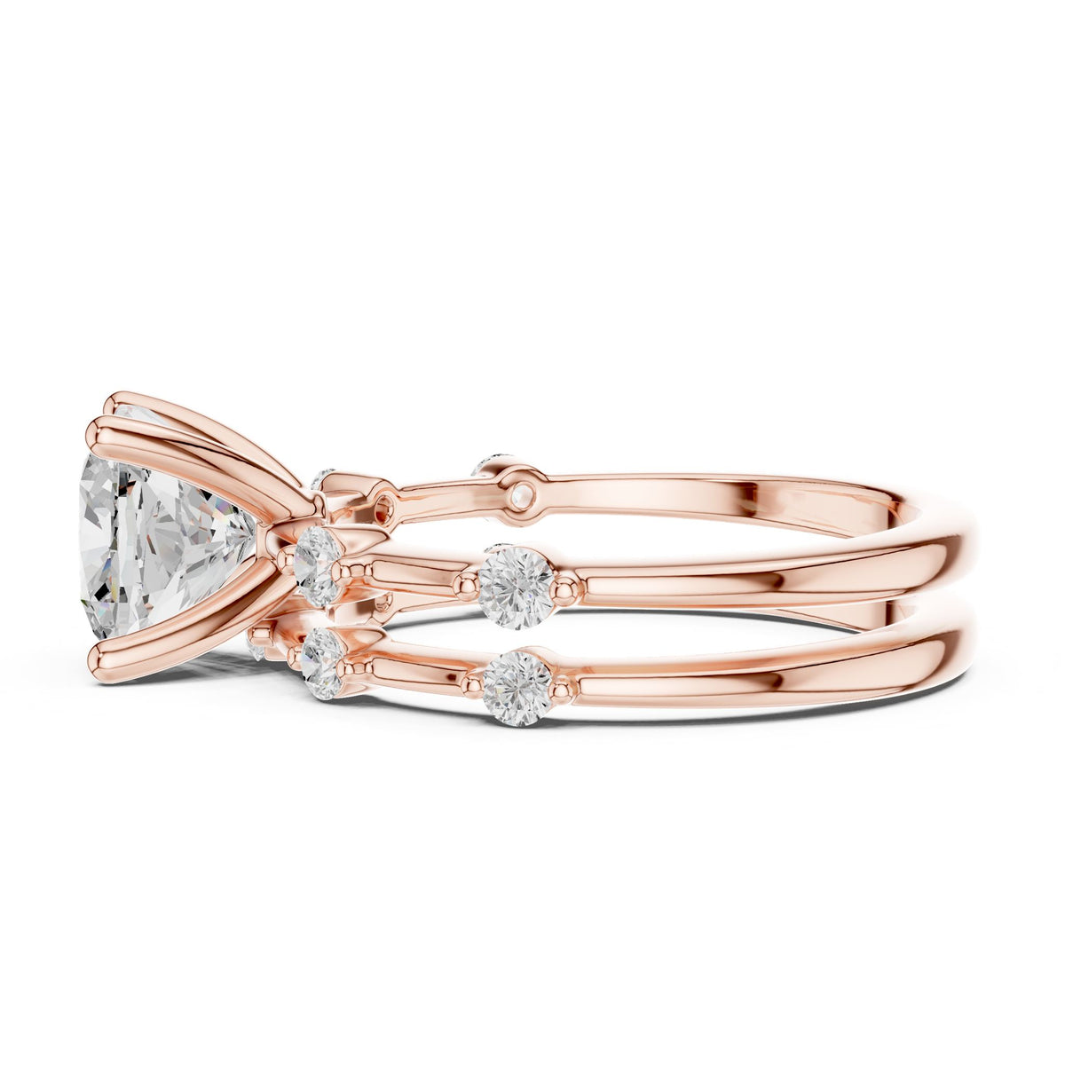 Cushion Accented Lab Grown Diamond Engagement Ring