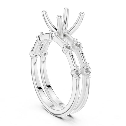 Cushion Accented Lab Grown Diamond Engagement Ring