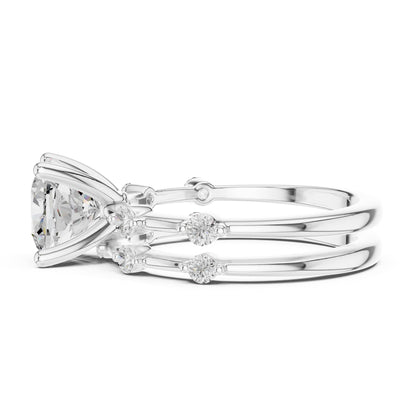 Cushion Accented Lab Grown Diamond Engagement Ring