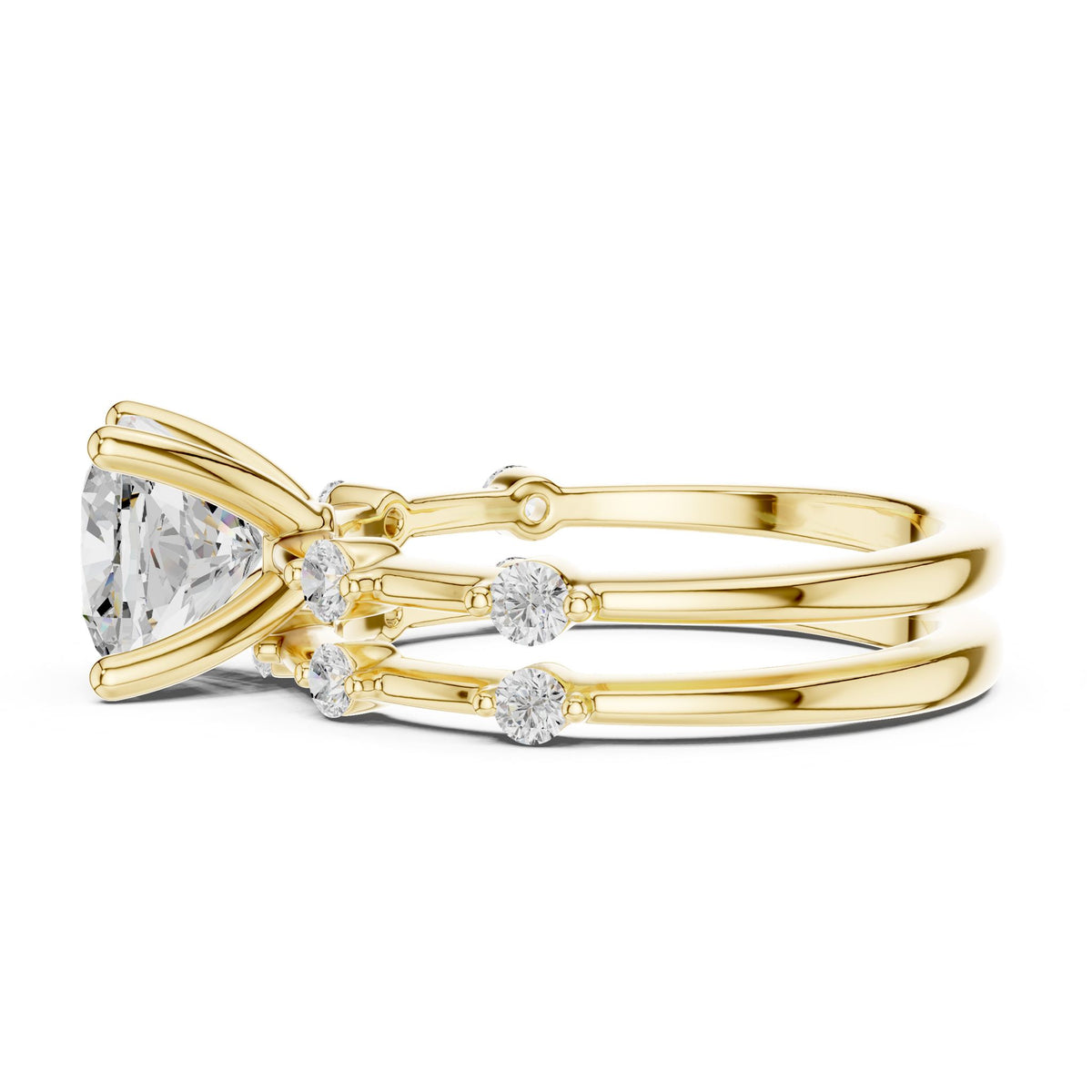 Cushion Accented Lab Grown Diamond Engagement Ring