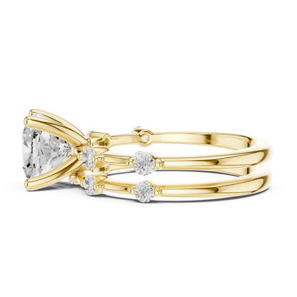 Cushion Accented Lab Grown Diamond Engagement Ring