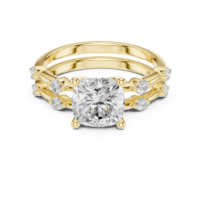 Cushion Accented Lab Grown Diamond Engagement Ring