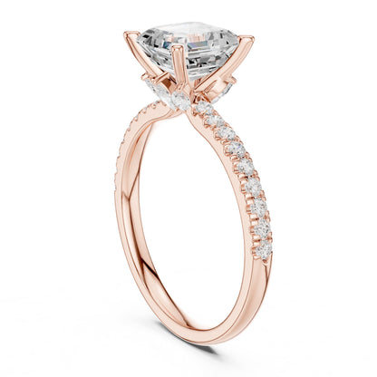 Cushion Accented Lab Grown Diamond Engagement Ring