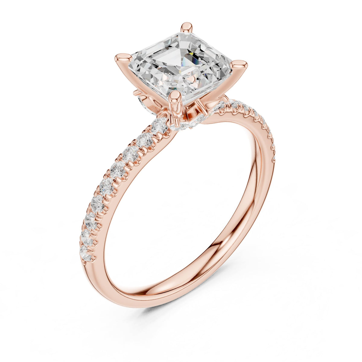 Cushion Accented Lab Grown Diamond Engagement Ring