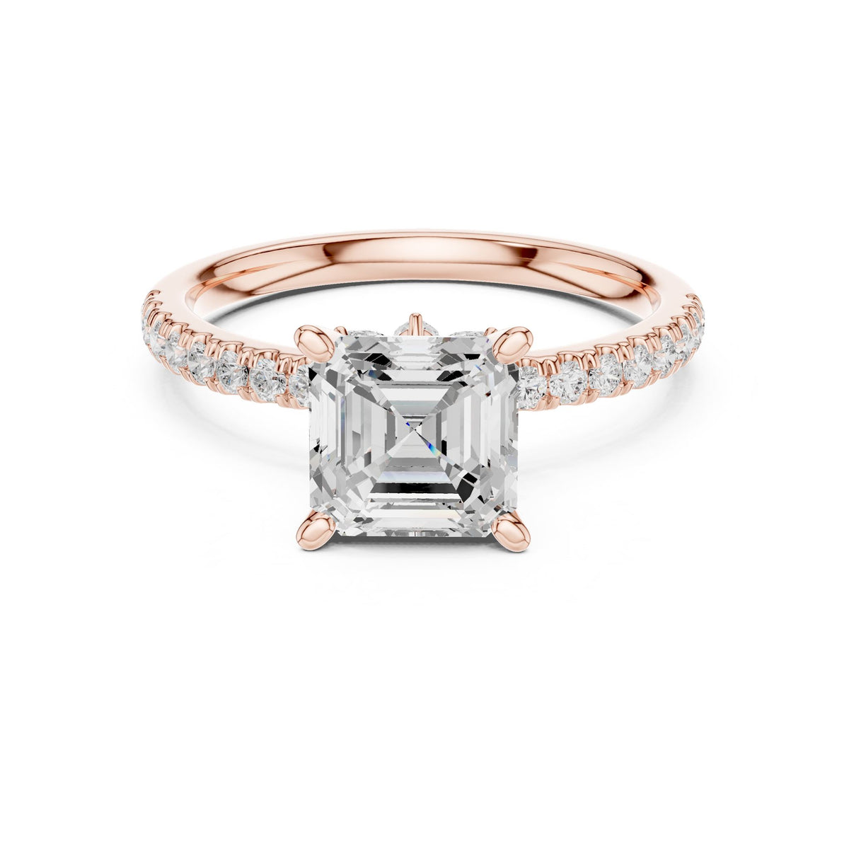 Cushion Accented Lab Grown Diamond Engagement Ring