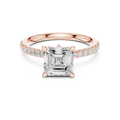 Cushion Accented Lab Grown Diamond Engagement Ring