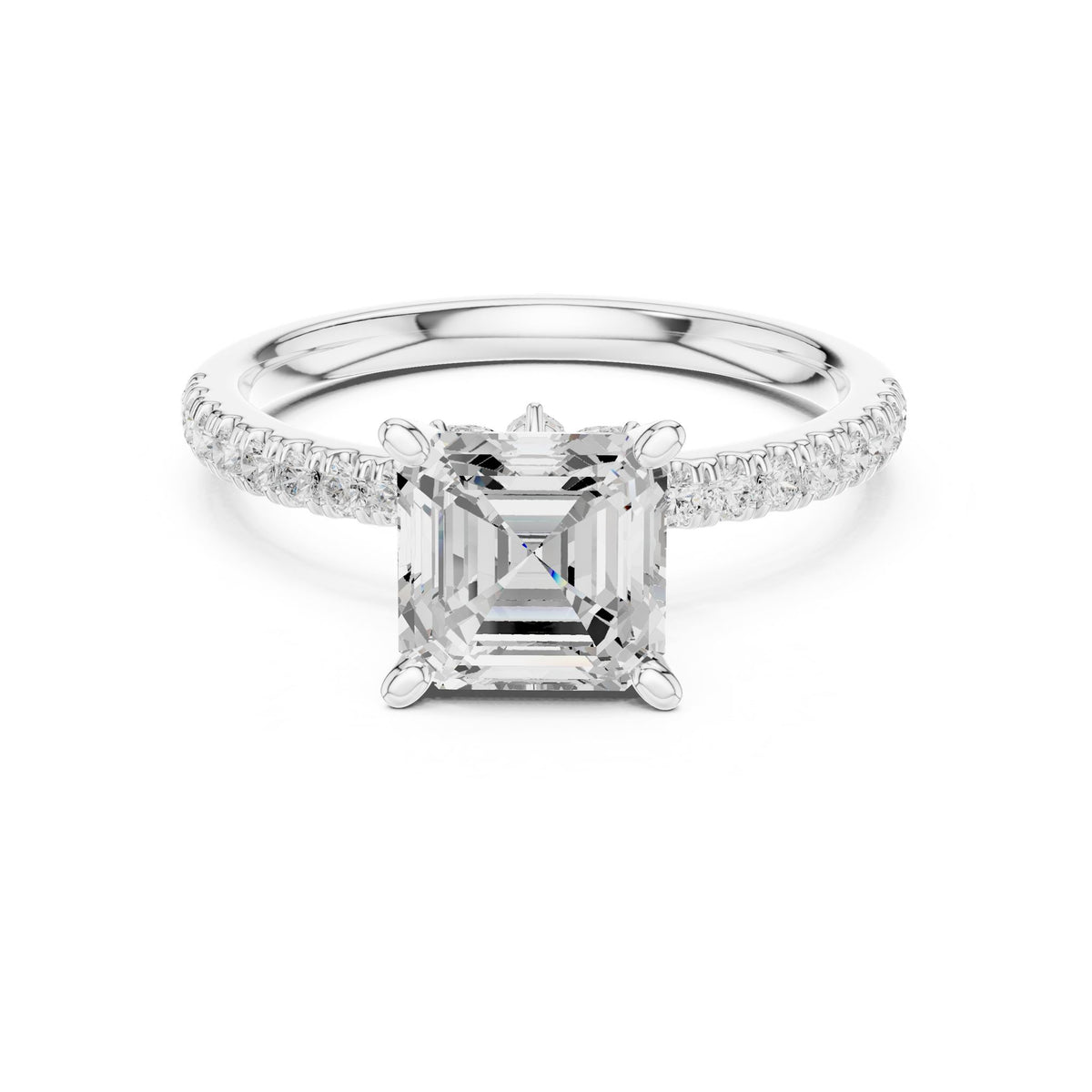 Cushion Accented Lab Grown Diamond Engagement Ring