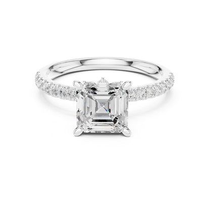 Cushion Accented Lab Grown Diamond Engagement Ring