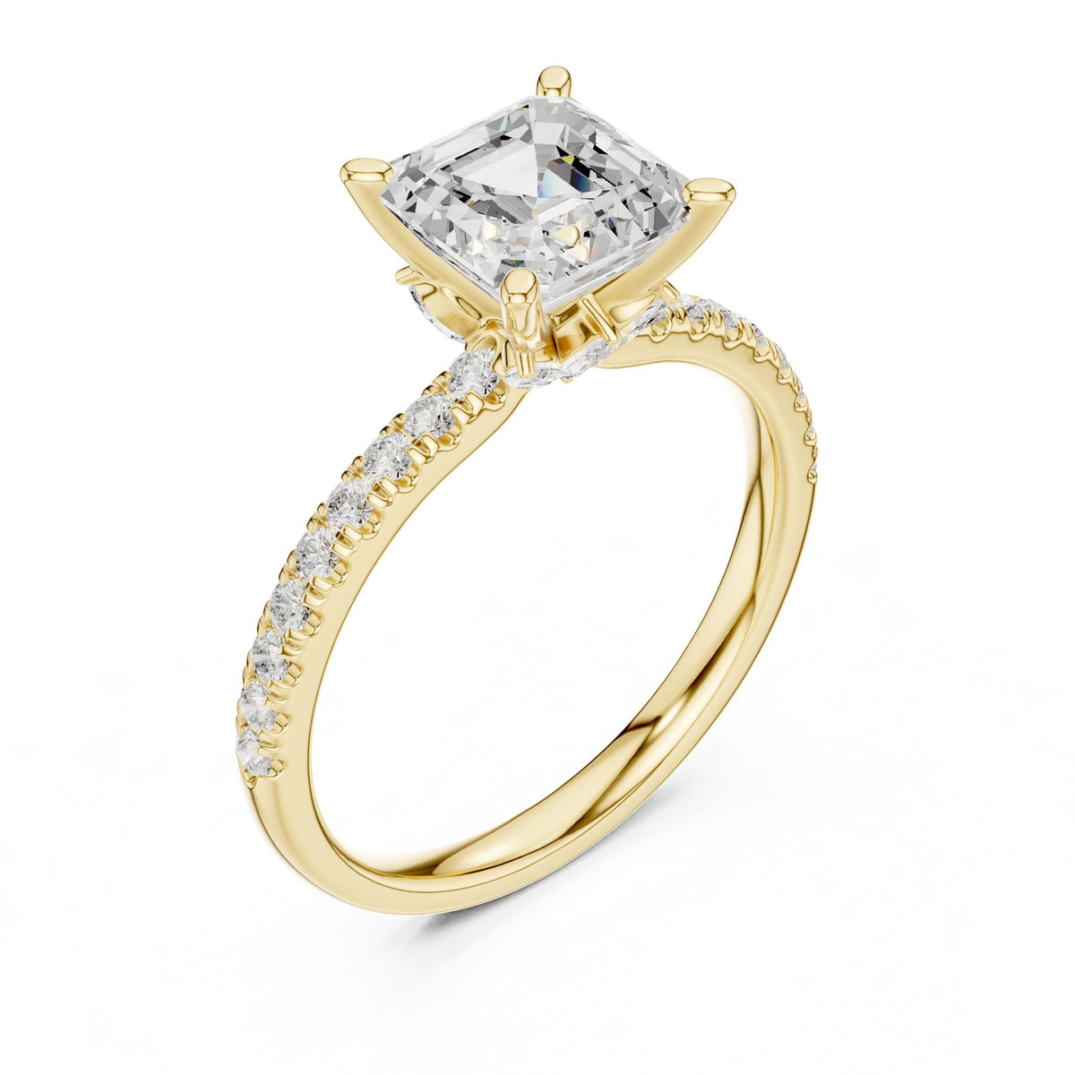 Cushion Accented Lab Grown Diamond Engagement Ring