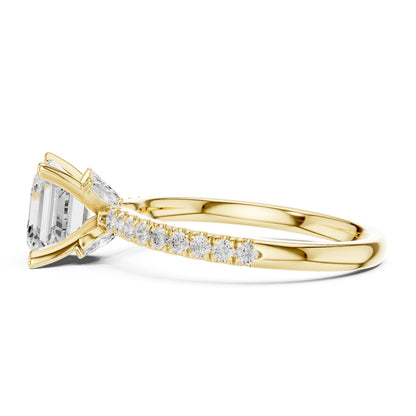Cushion Accented Lab Grown Diamond Engagement Ring