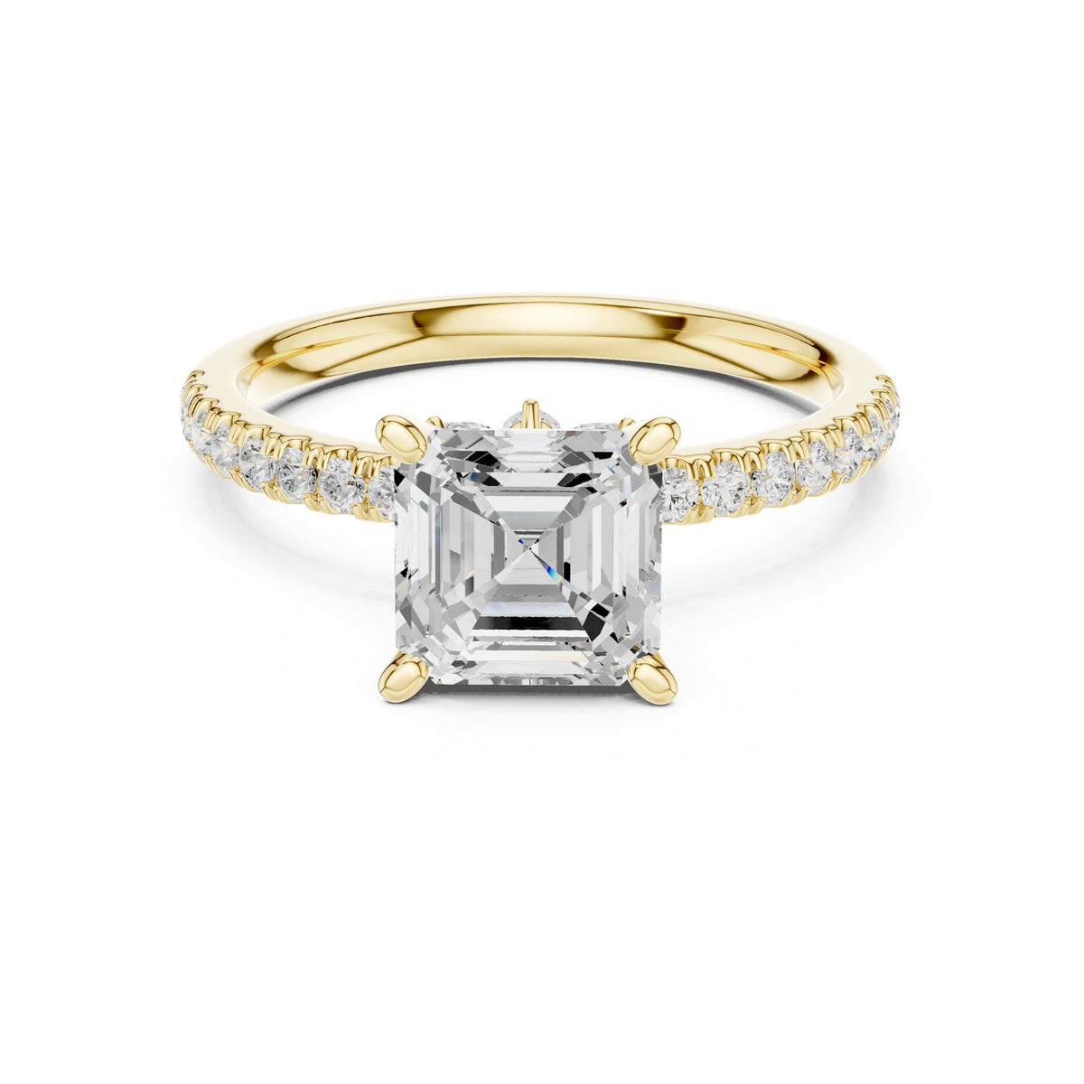 Cushion Accented Lab Grown Diamond Engagement Ring