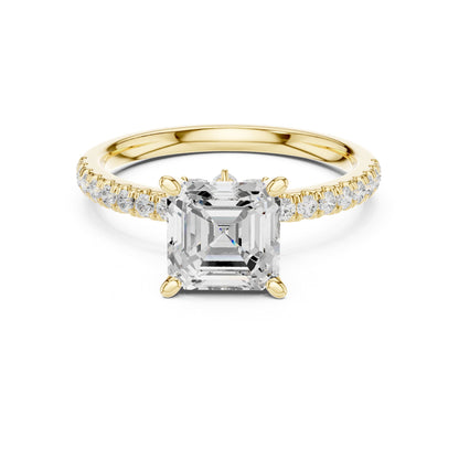 Cushion Accented Lab Grown Diamond Engagement Ring