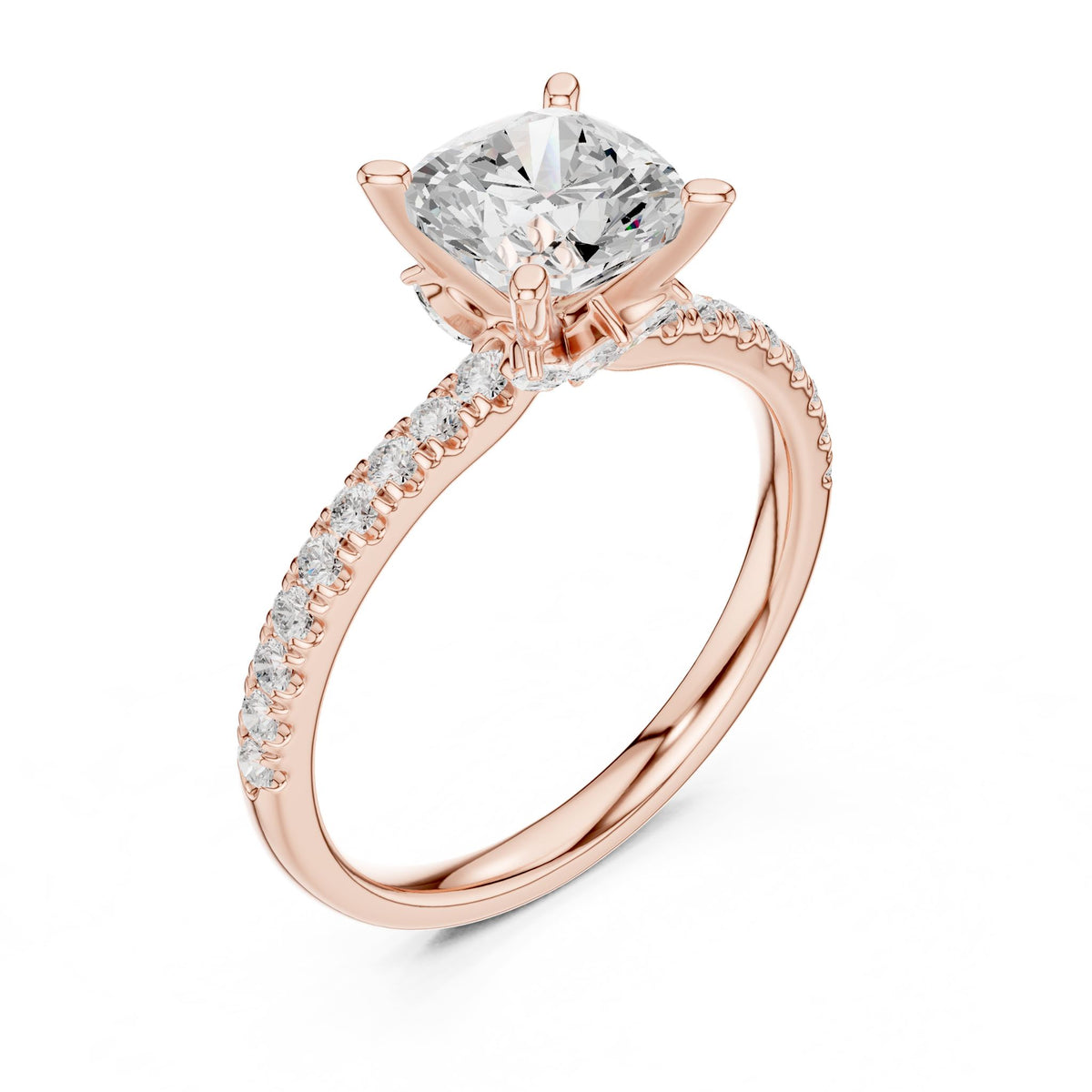 Cushion Accented Lab Grown Diamond Engagement Ring