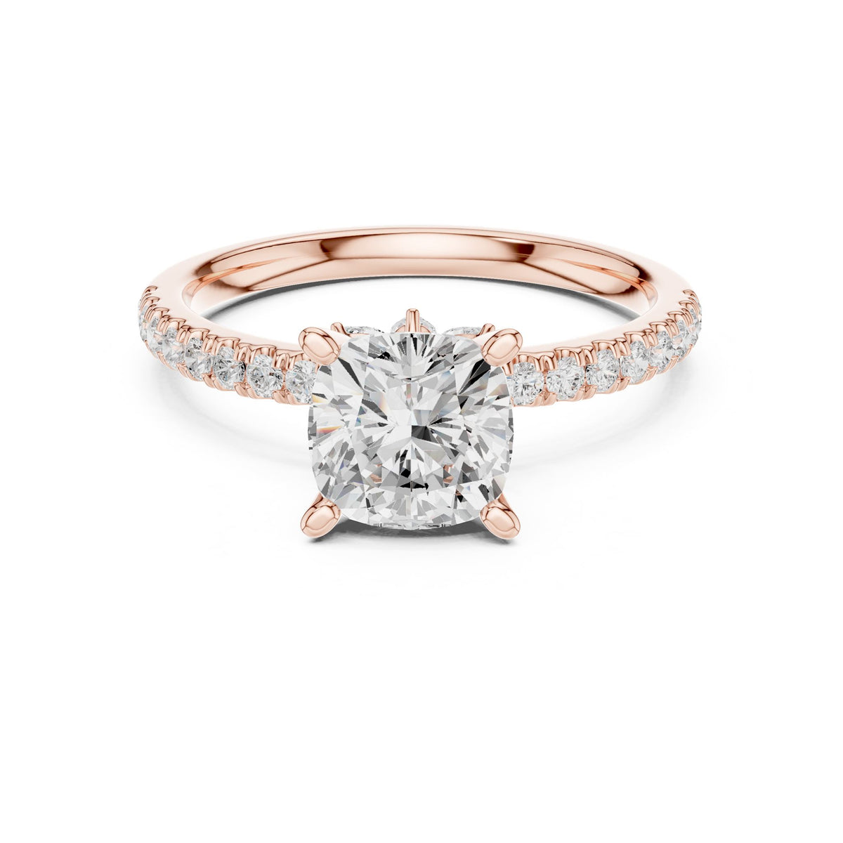 Cushion Accented Lab Grown Diamond Engagement Ring