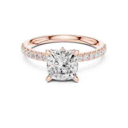 Cushion Accented Lab Grown Diamond Engagement Ring
