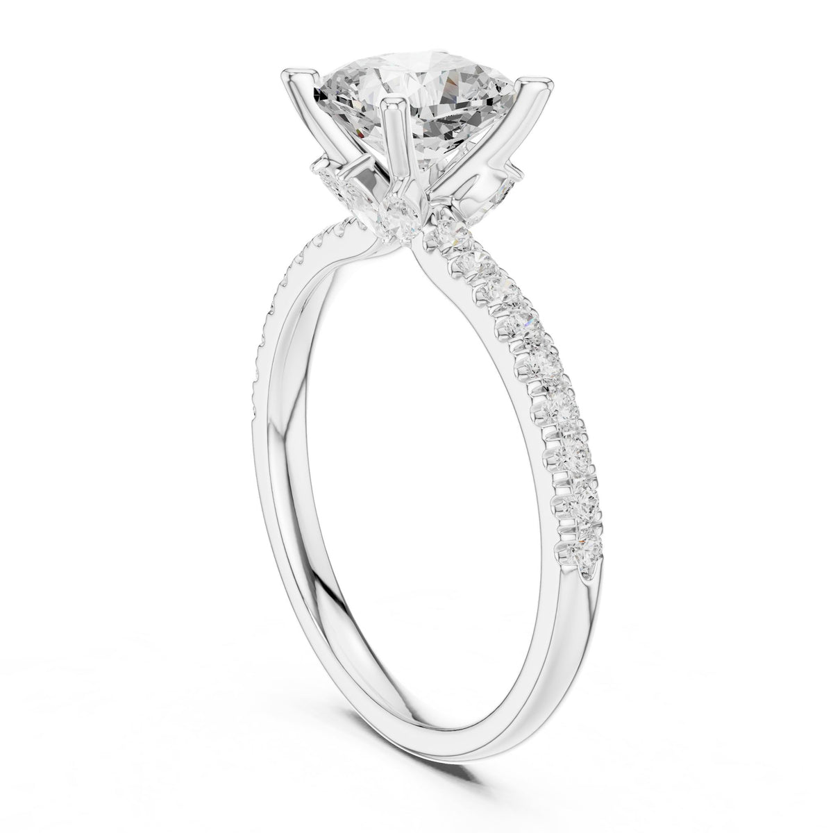Cushion Accented Lab Grown Diamond Engagement Ring