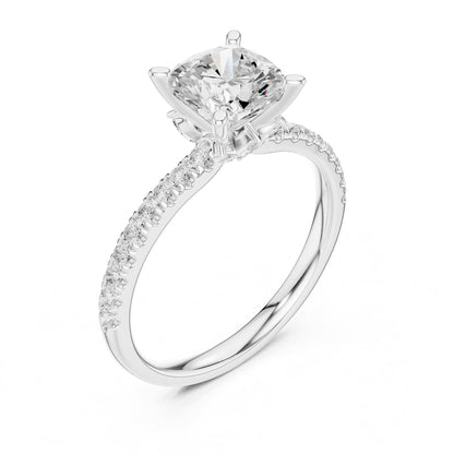 Cushion Accented Lab Grown Diamond Engagement Ring