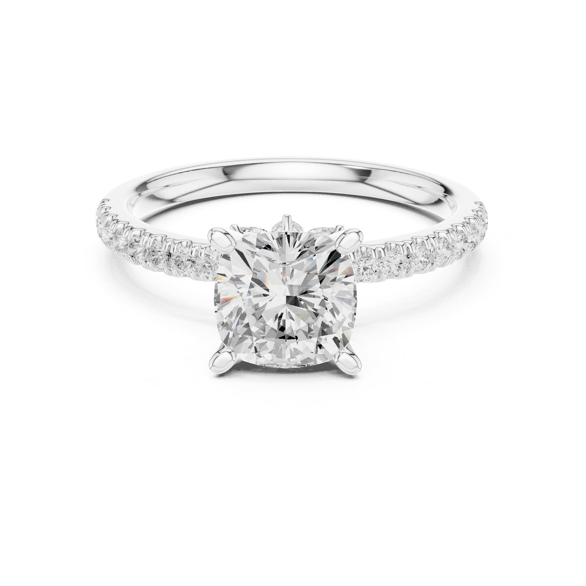 Cushion Accented Lab Grown Diamond Engagement Ring