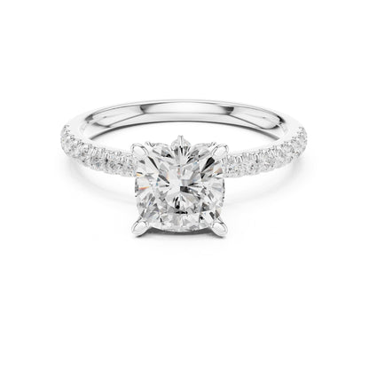 Cushion Accented Lab Grown Diamond Engagement Ring