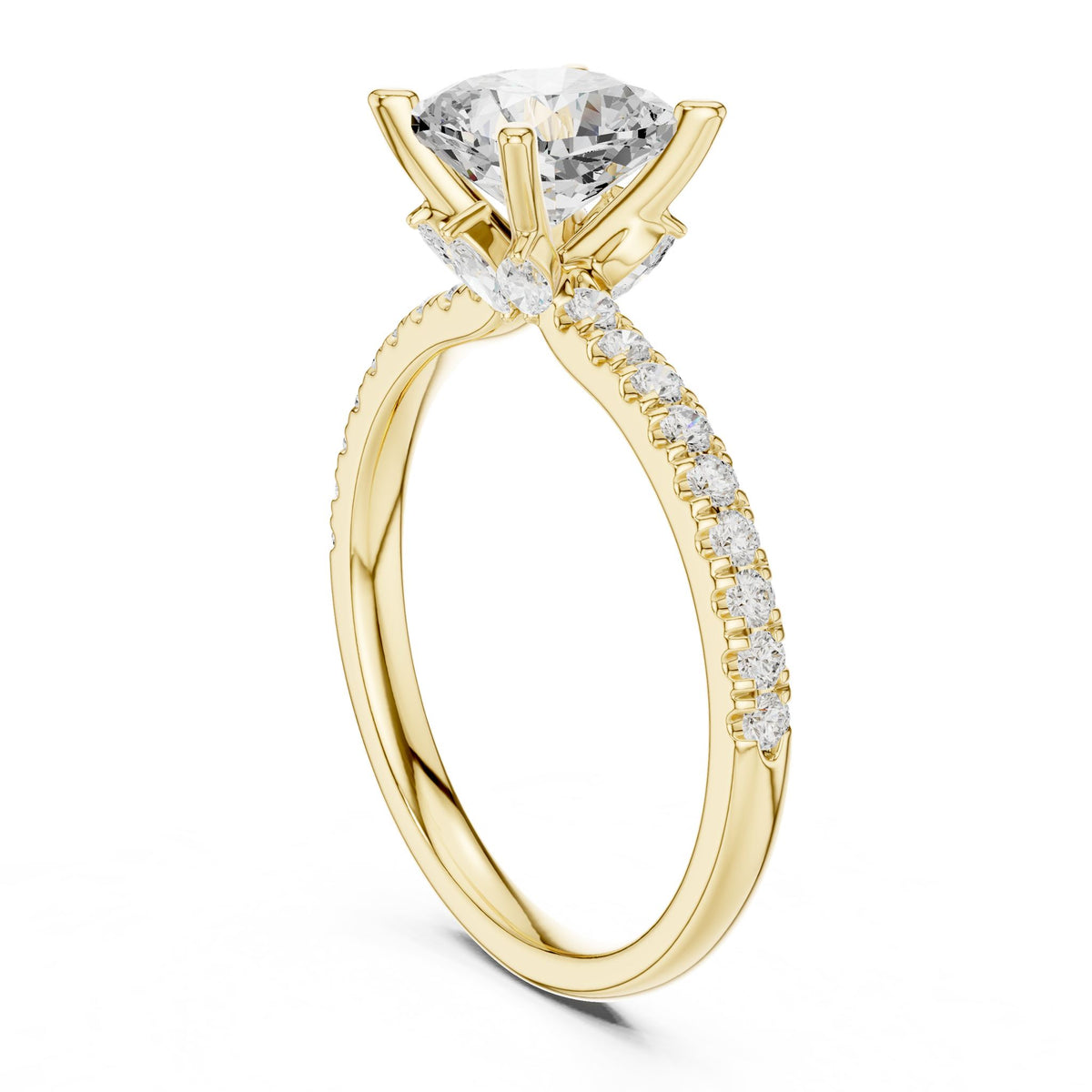 Cushion Accented Lab Grown Diamond Engagement Ring