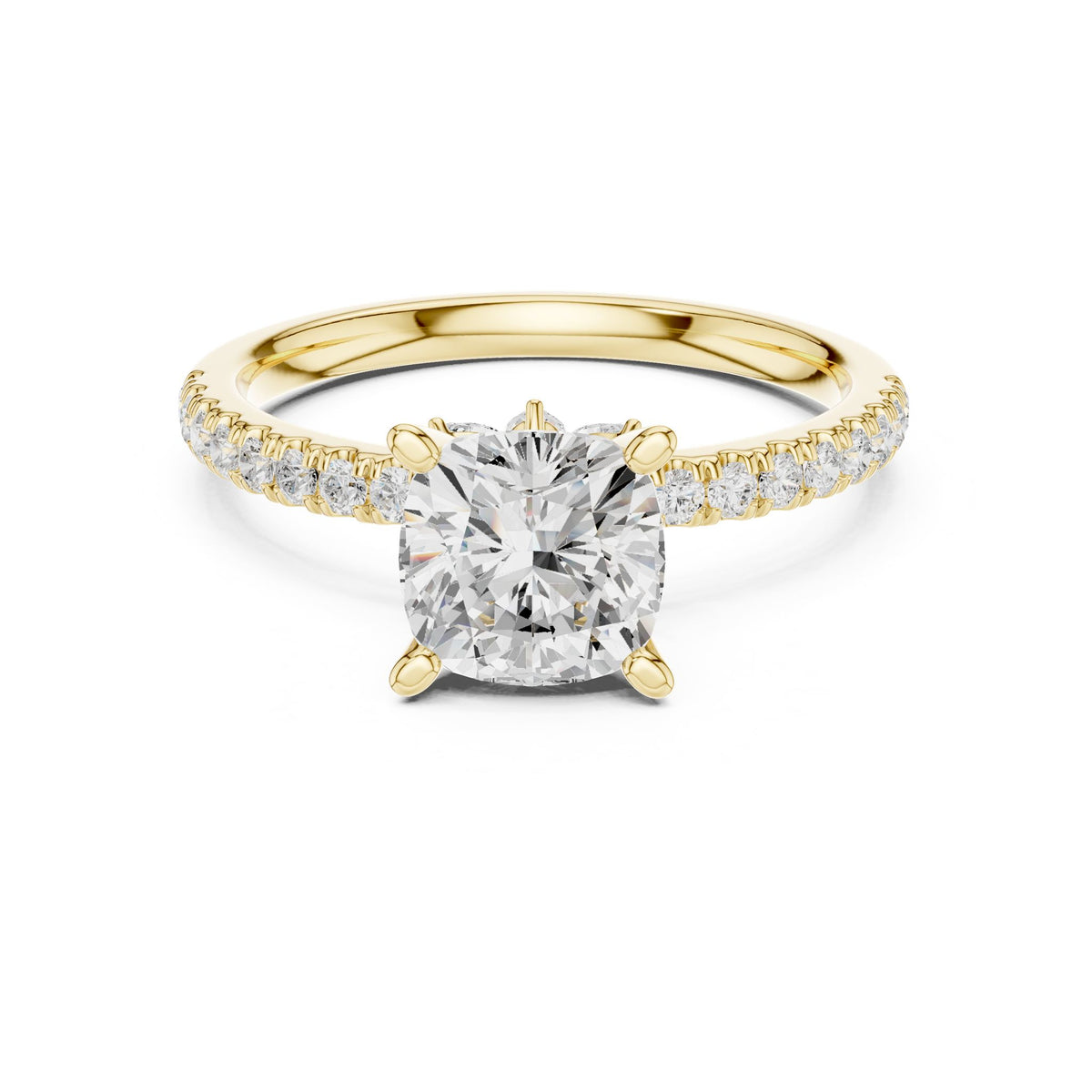 Cushion Accented Lab Grown Diamond Engagement Ring