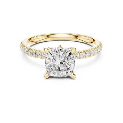 Cushion Accented Lab Grown Diamond Engagement Ring