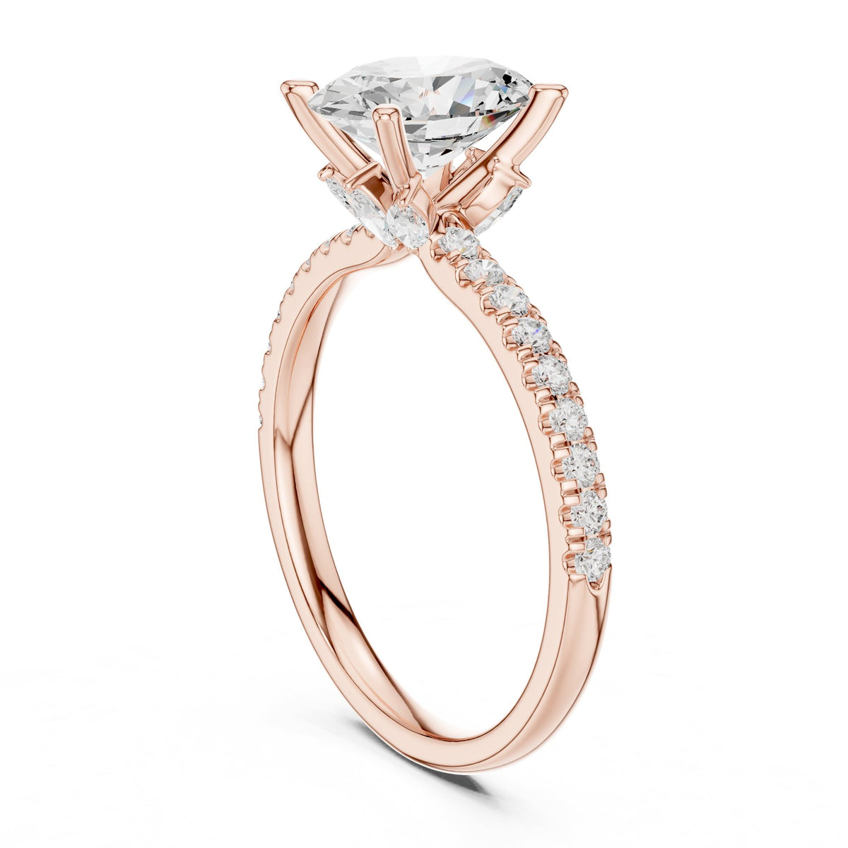 Cushion Accented Lab Grown Diamond Engagement Ring