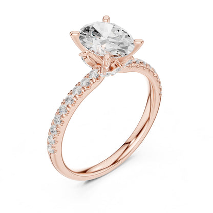 Cushion Accented Lab Grown Diamond Engagement Ring
