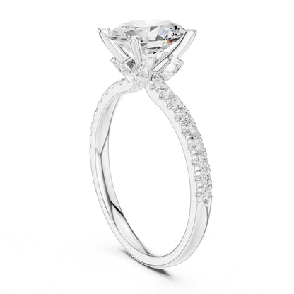 Cushion Accented Lab Grown Diamond Engagement Ring