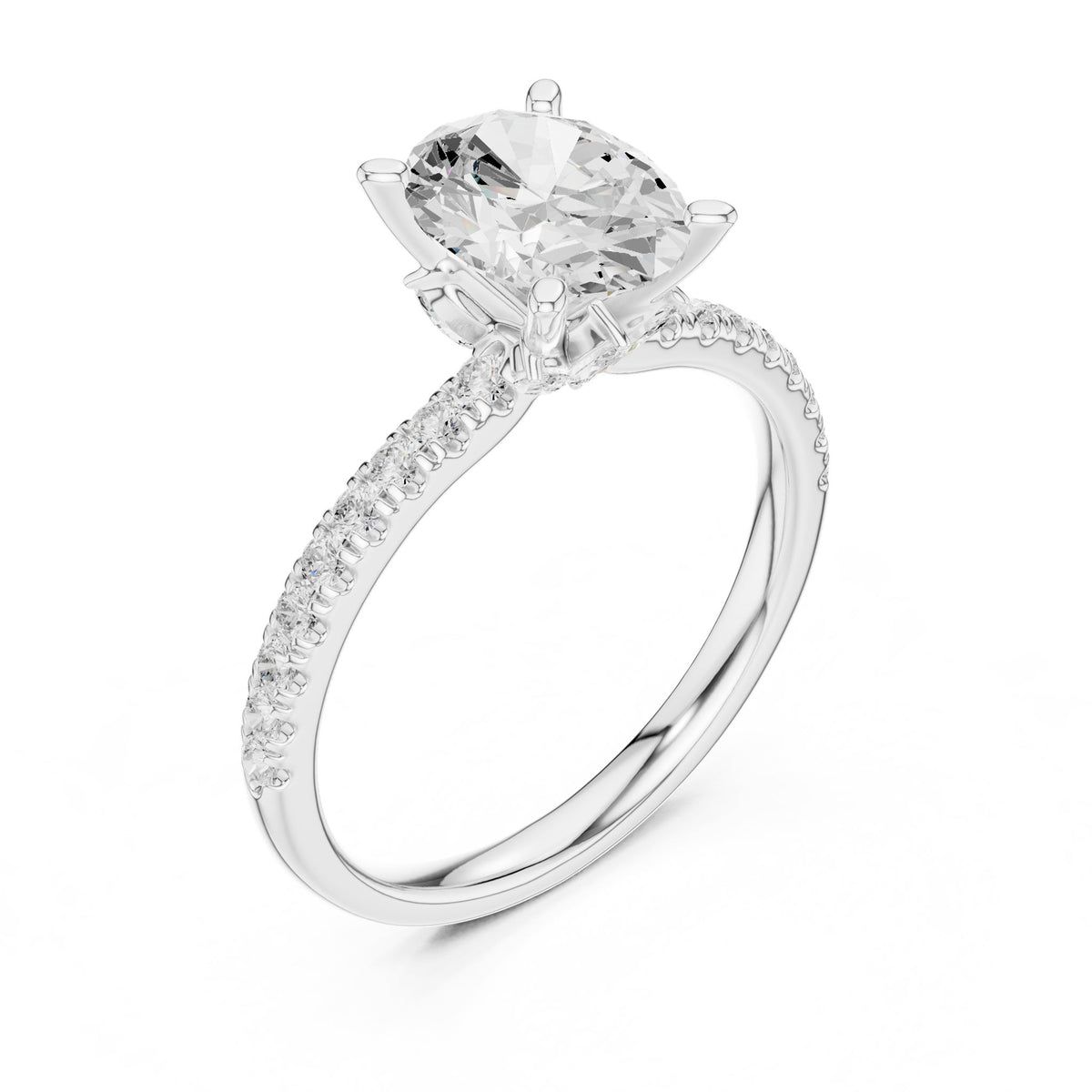 Cushion Accented Lab Grown Diamond Engagement Ring
