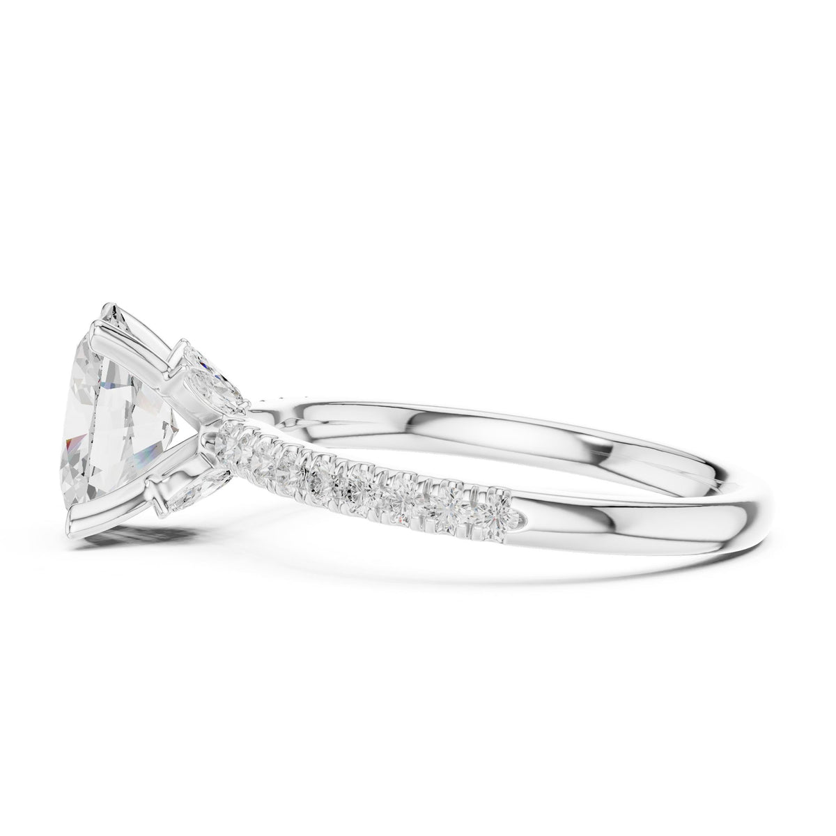 Cushion Accented Lab Grown Diamond Engagement Ring