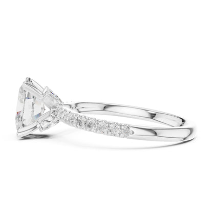 Cushion Accented Lab Grown Diamond Engagement Ring
