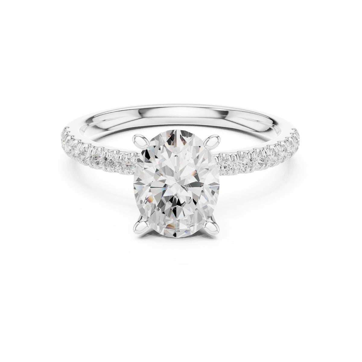 Cushion Accented Lab Grown Diamond Engagement Ring