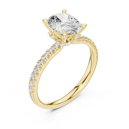 Cushion Accented Lab Grown Diamond Engagement Ring