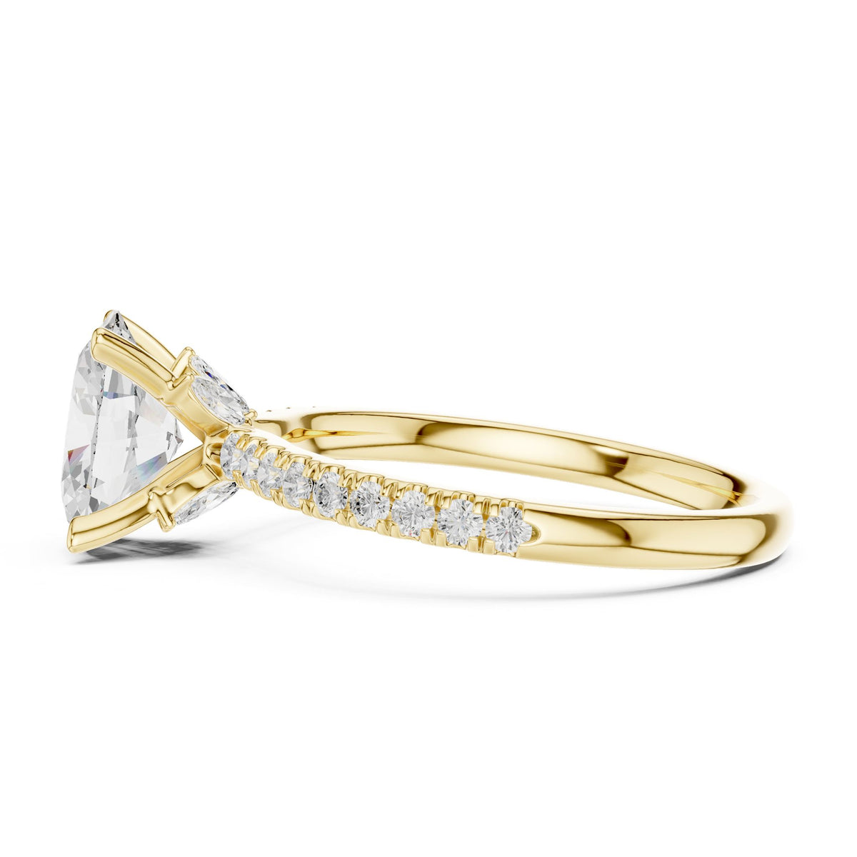 Cushion Accented Lab Grown Diamond Engagement Ring