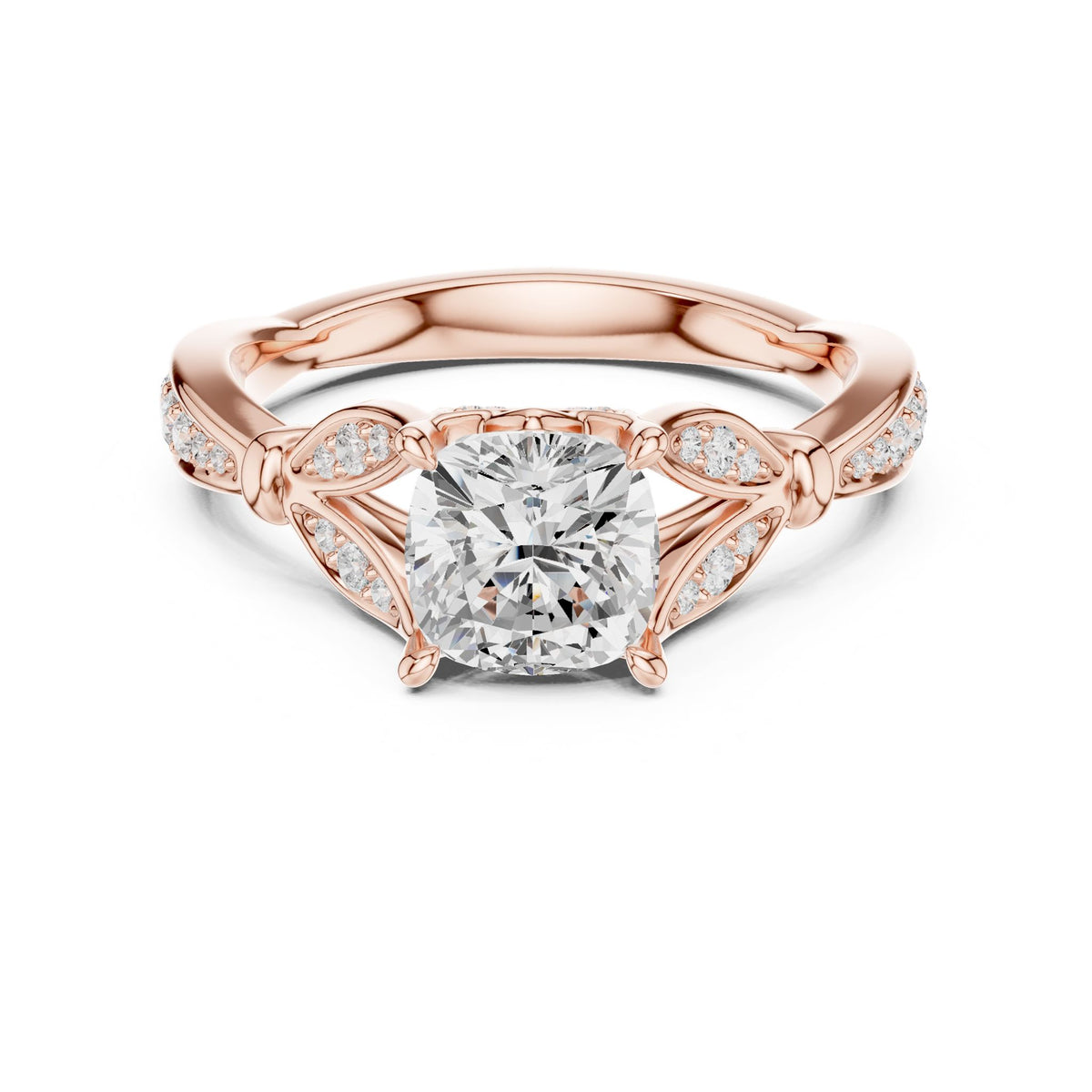 Cushion Accented Lab Grown Diamond Engagement Ring