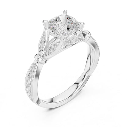 Cushion Accented Lab Grown Diamond Engagement Ring