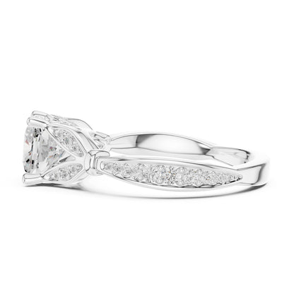 Cushion Accented Lab Grown Diamond Engagement Ring