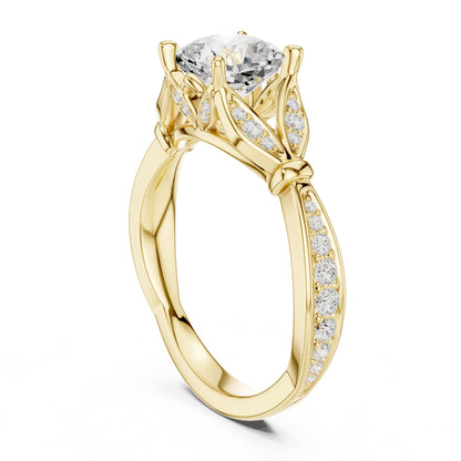Cushion Accented Lab Grown Diamond Engagement Ring