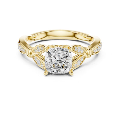 Cushion Accented Lab Grown Diamond Engagement Ring