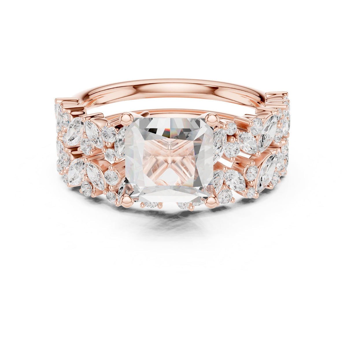 Cushion Accented Lab Grown Diamond Engagement Ring