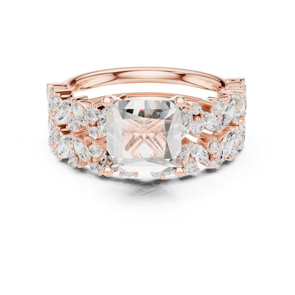 Cushion Accented Lab Grown Diamond Engagement Ring