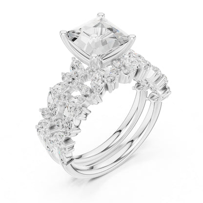 Cushion Accented Lab Grown Diamond Engagement Ring