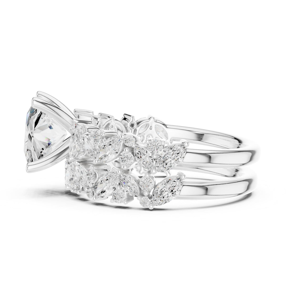 Cushion Accented Lab Grown Diamond Engagement Ring
