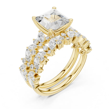 Cushion Accented Lab Grown Diamond Engagement Ring