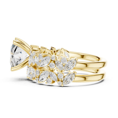 Cushion Accented Lab Grown Diamond Engagement Ring