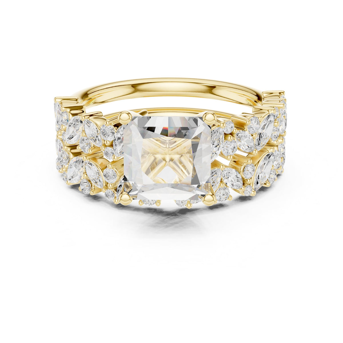 Cushion Accented Lab Grown Diamond Engagement Ring