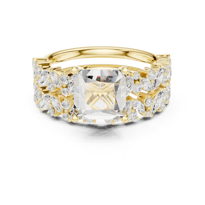 Cushion Accented Lab Grown Diamond Engagement Ring